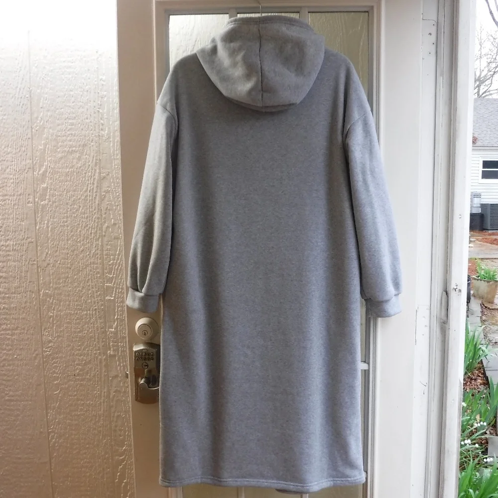 SHEIN "Malibu" Beach Gray Hooded Sweatdress Women L ~NWT~ - Picture 2 of 7
